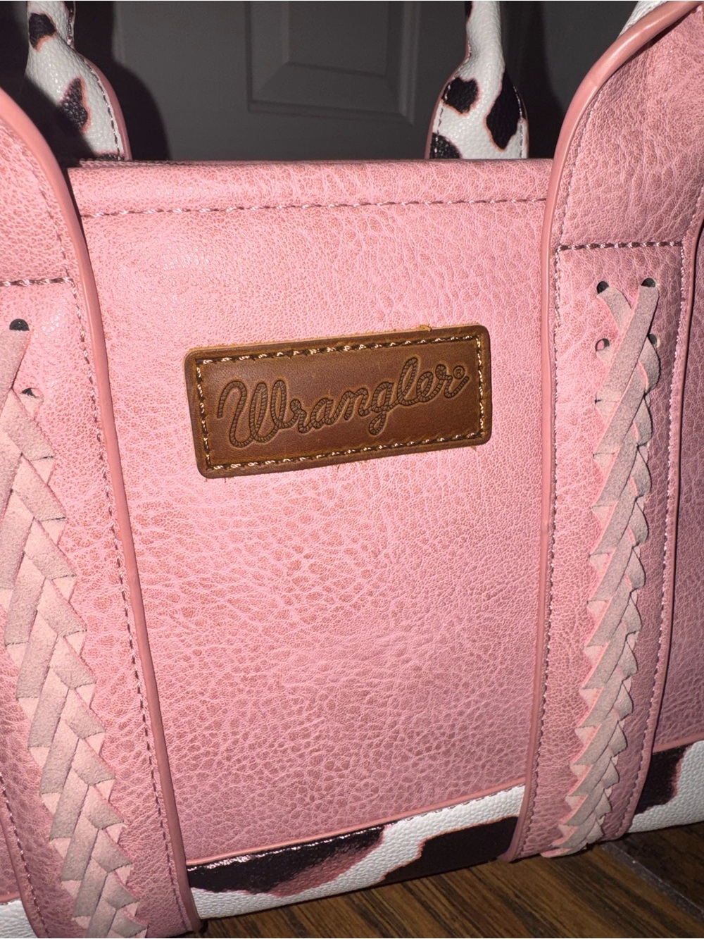 Wrangler Pink Purse with Cowhide-Print Accents - Picture 5 of 7